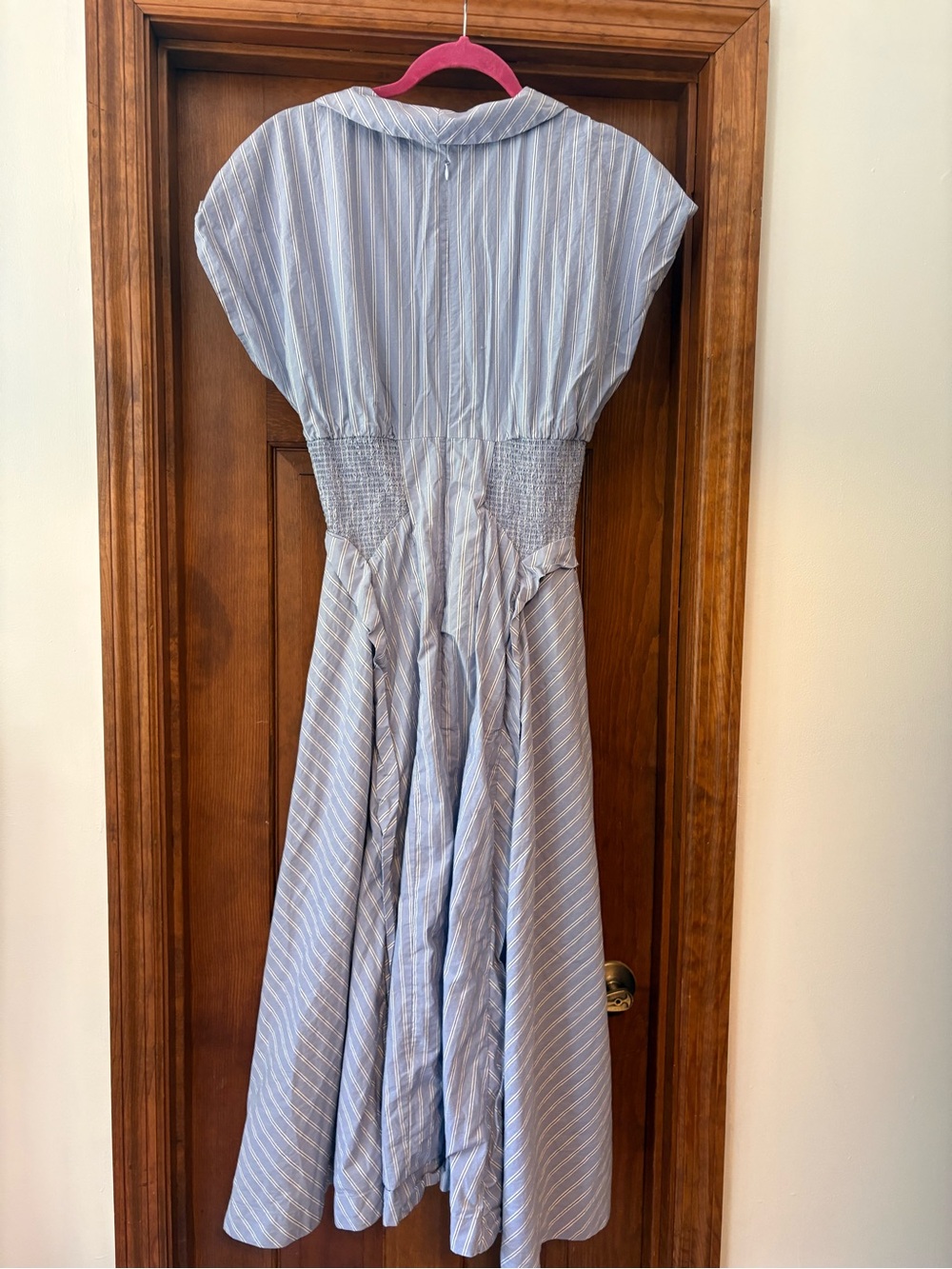 Anthropologie Light Blue Striped Button-Front Midi Dress - Picture 4 of 4